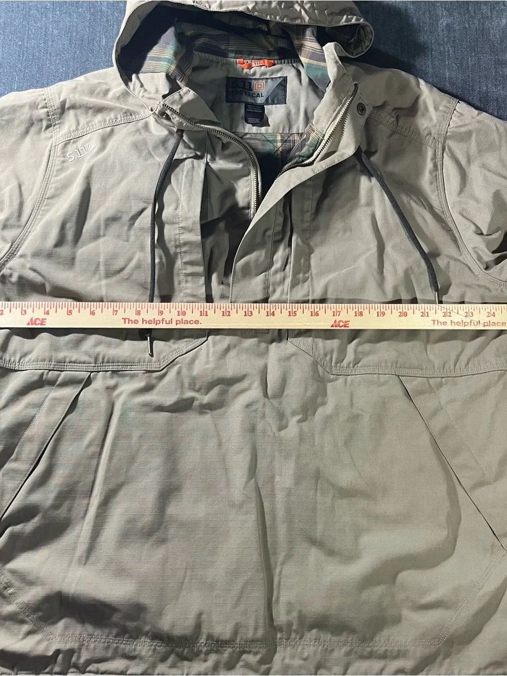 5.11 TACTICAL Taclite Anorak Pullover 1/2 Zip Flannel Jacket men’s Size XL Stone